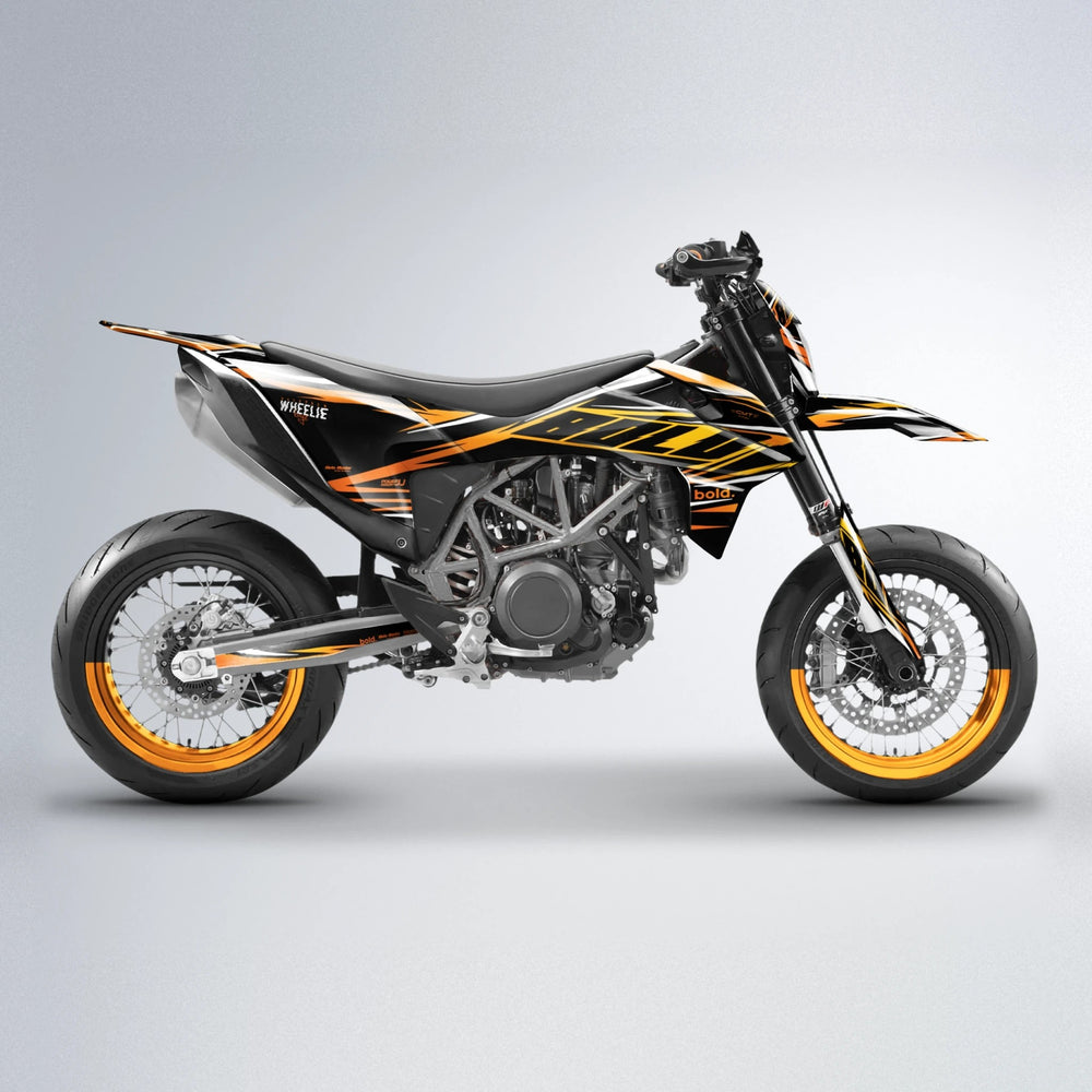 NTK V2 KTM SMC 690 supermoto graphics kit in Orange & Yellow