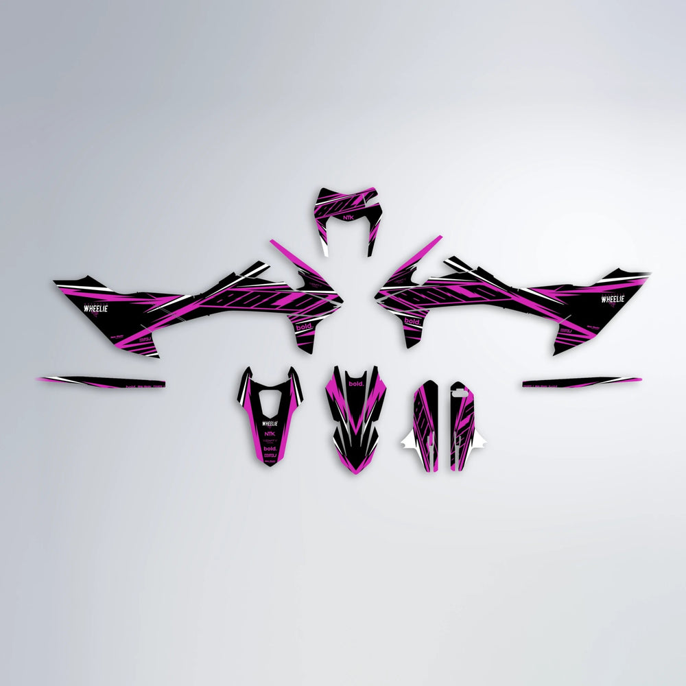 NTK V2 KTM SMC 690 graphics kit parts layout in Pink