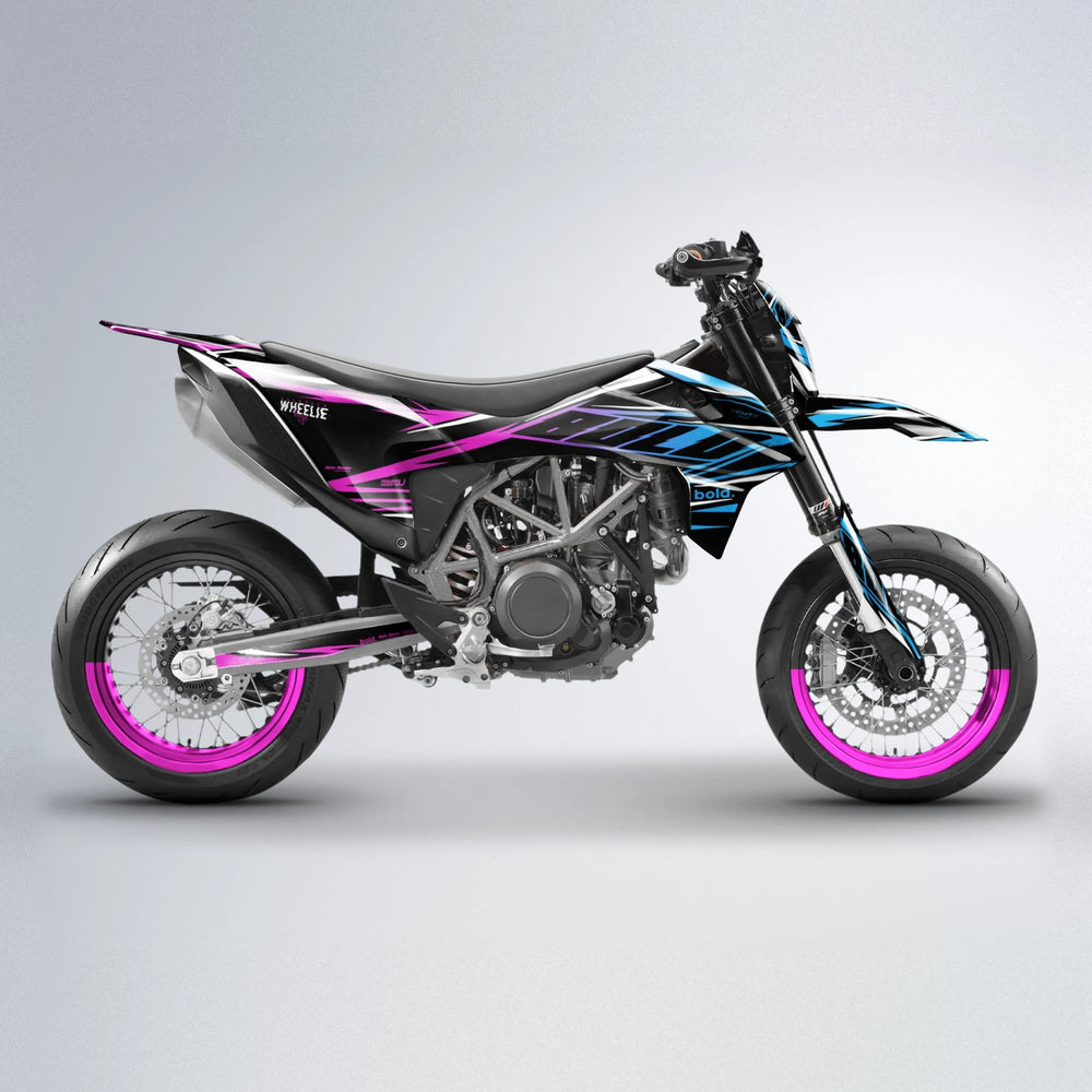 NTK V2 KTM SMC 690 supermoto graphics kit in Pink & Light Blue