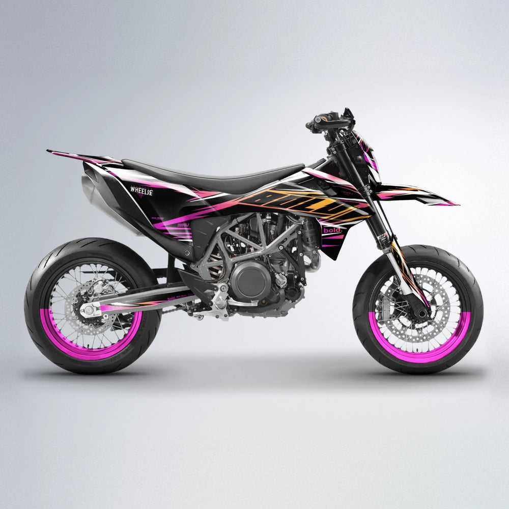 NTK V2 KTM SMC 690 supermoto graphics kit in Pink & Yellow