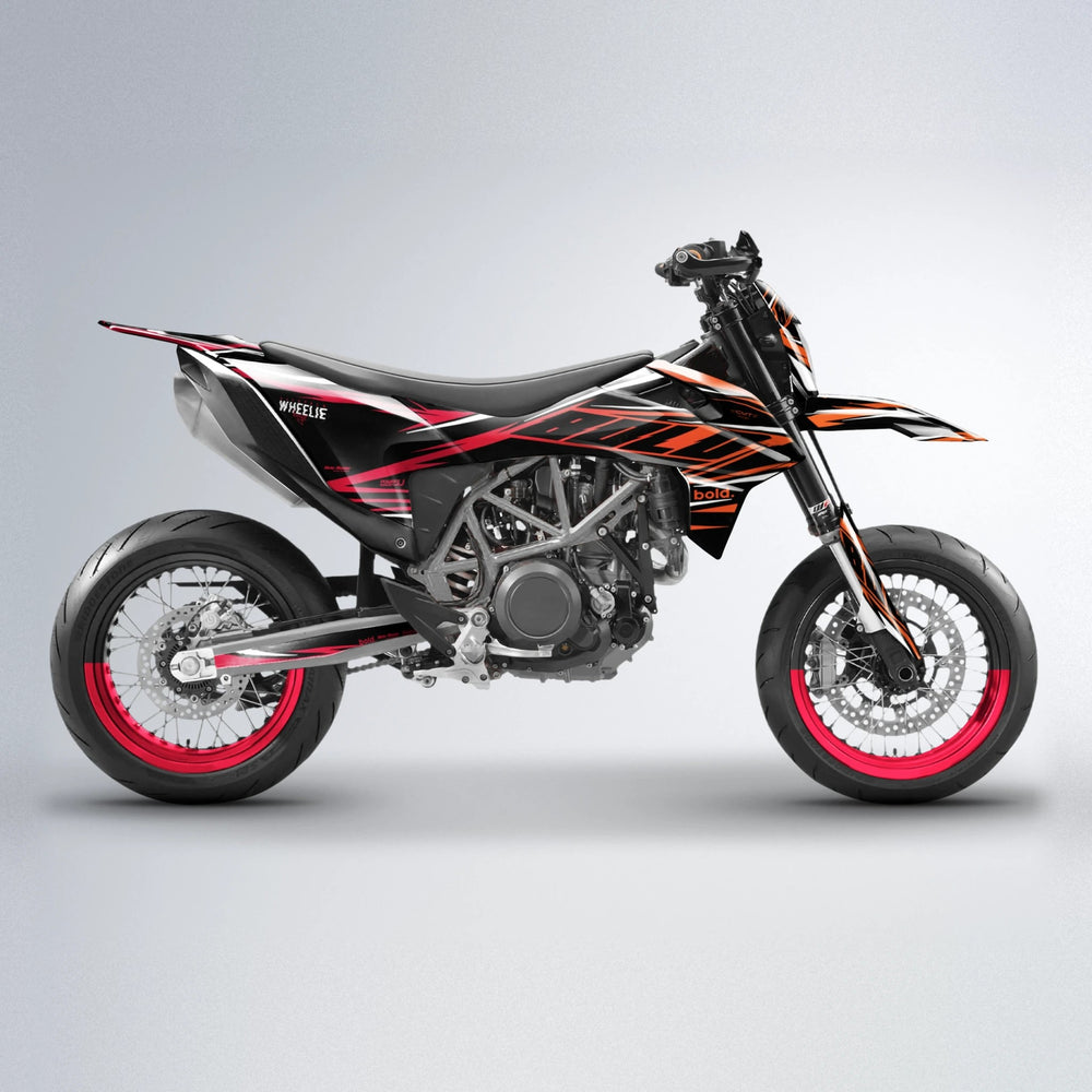 NTK V2 KTM SMC 690 supermoto graphics kit in Red & Orange