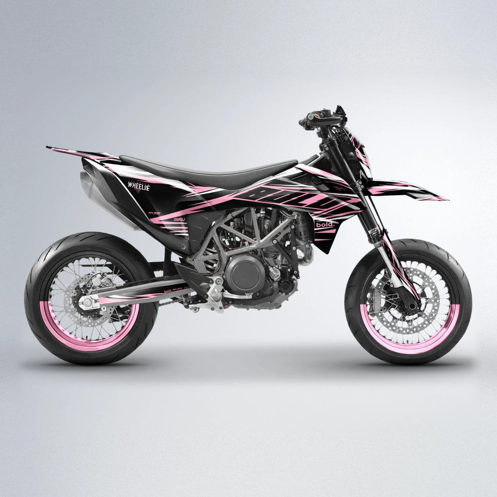 NTK V2 KTM SMC 690 supermoto graphics kit in Sakura Pink