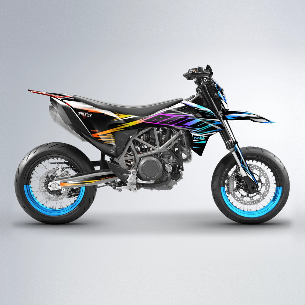 NTK V2 KTM SMC 690 supermoto graphics kit in Sunset Fade