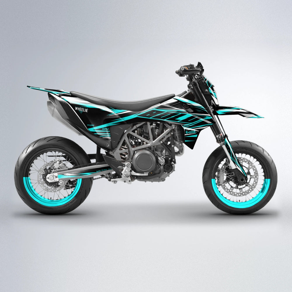 NTK V2 KTM SMC 690 supermoto graphics kit in Teal
