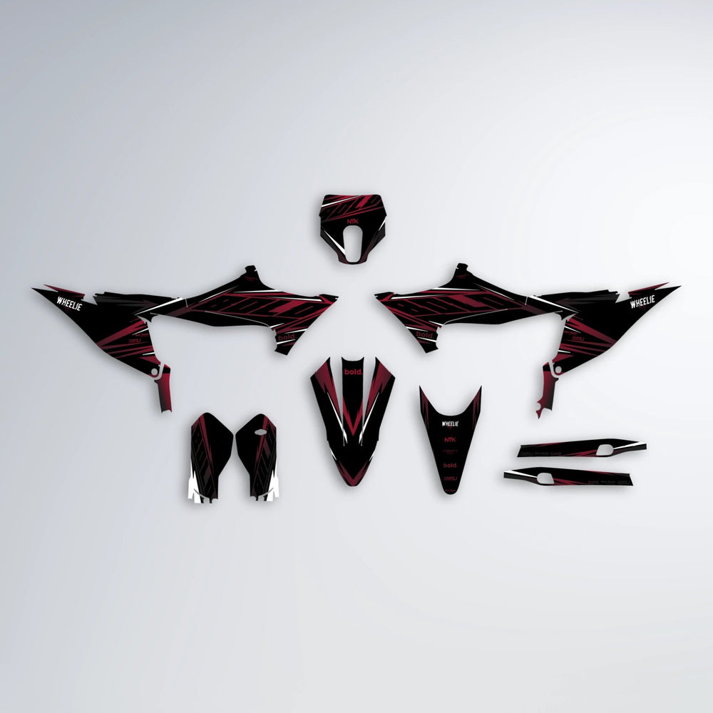 NTK V2 Stark Varg MX graphics kit parts layout in Black & Red