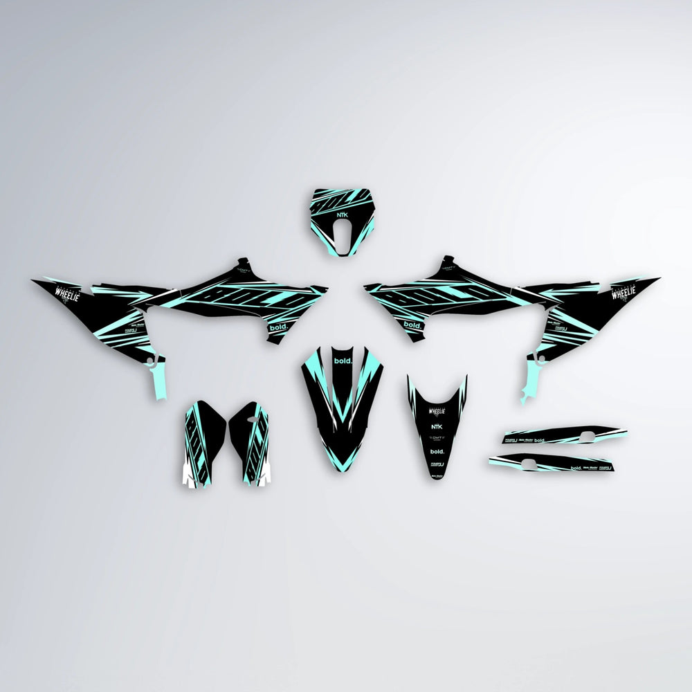 NTK V2 Stark Varg MX graphics kit parts layout in Mint