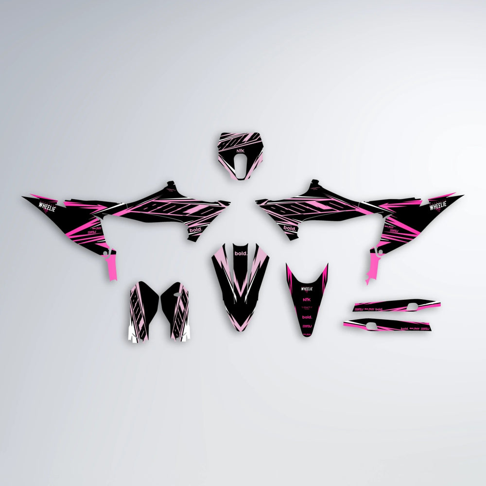 NTK V2 Stark Varg SM graphics kit parts layout in Flamingo