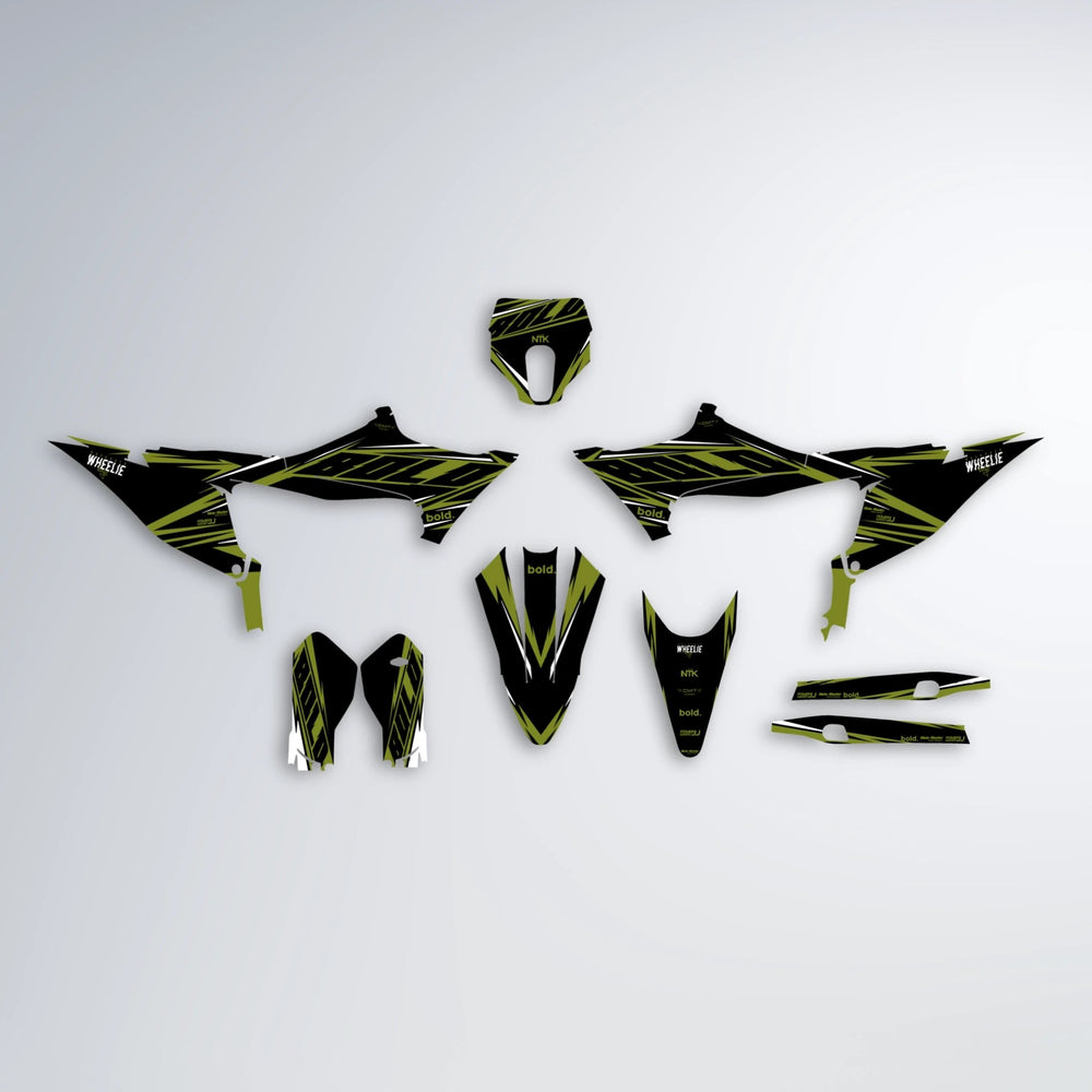 NTK V2 Stark Varg SM graphics kit parts layout in Olive