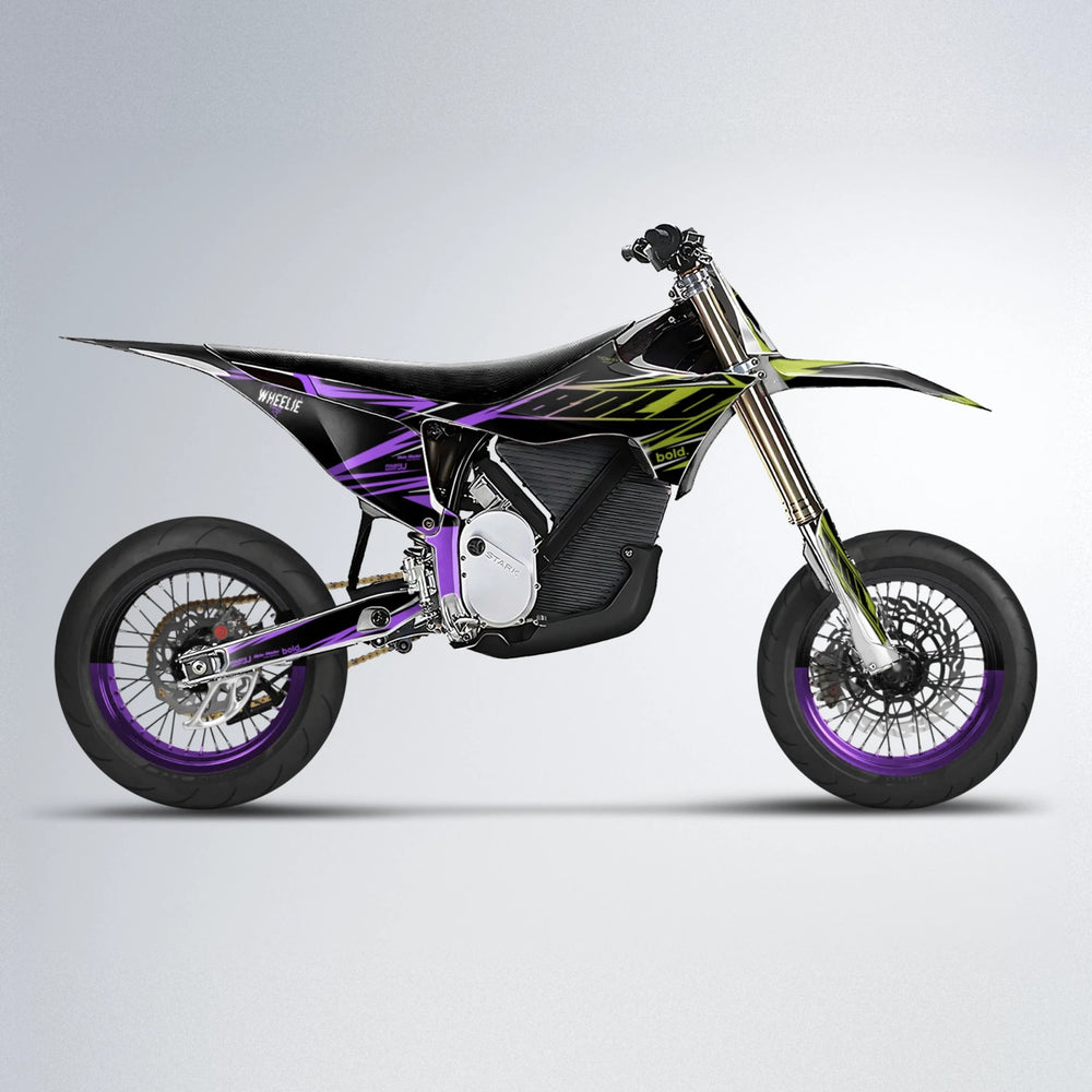 NTK V2 Stark Varg SM supermoto graphics kit in Purple & Yellow