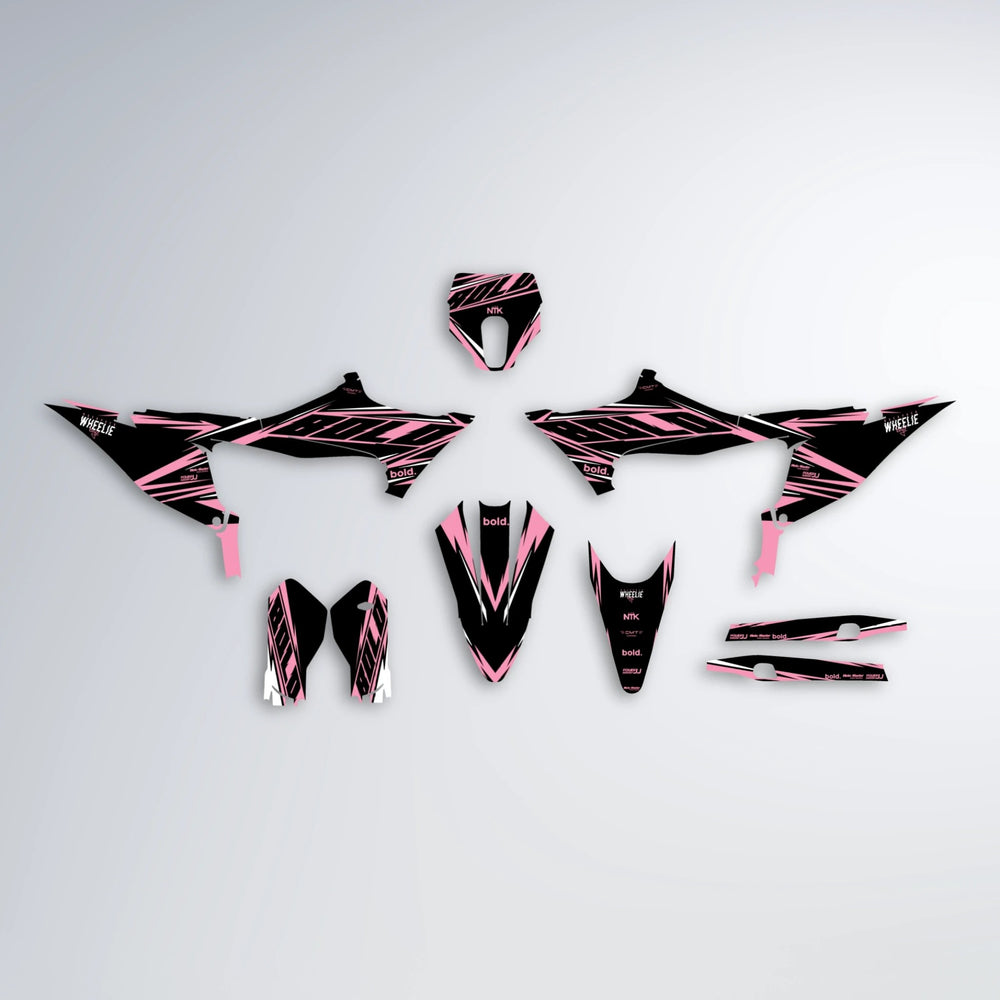 NTK V2 Stark Varg SM graphics kit parts layout in Sakura Pink