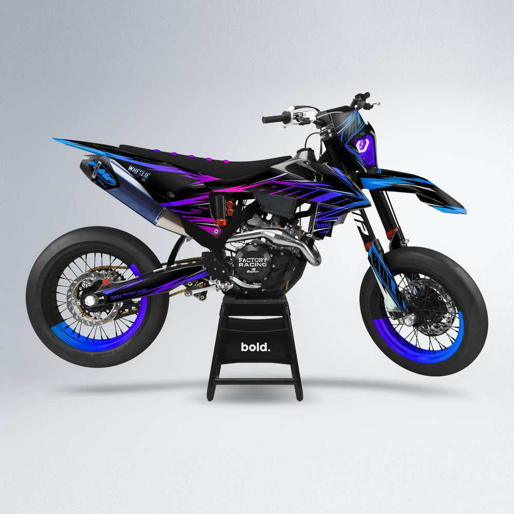 NTK V2 supermoto graphics kit in Blue Purple Fade