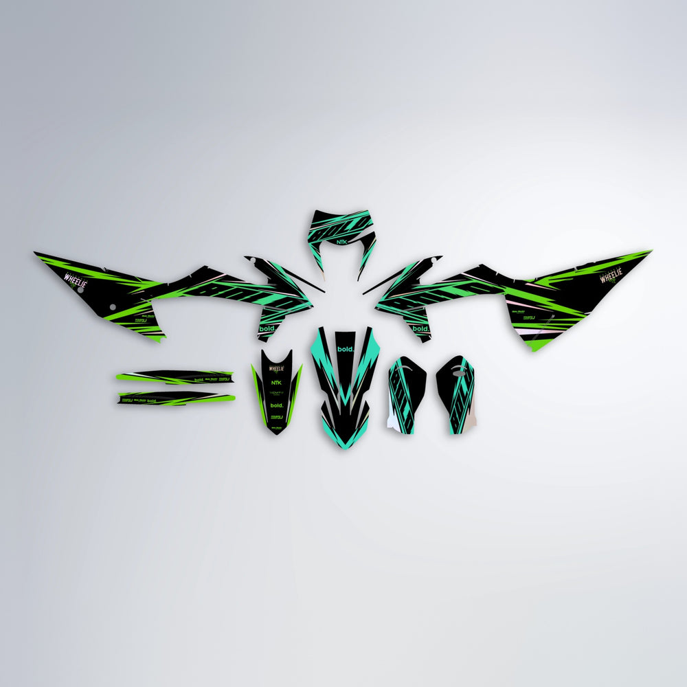 NTK V2 graphics kit parts layout in Cyan & Green