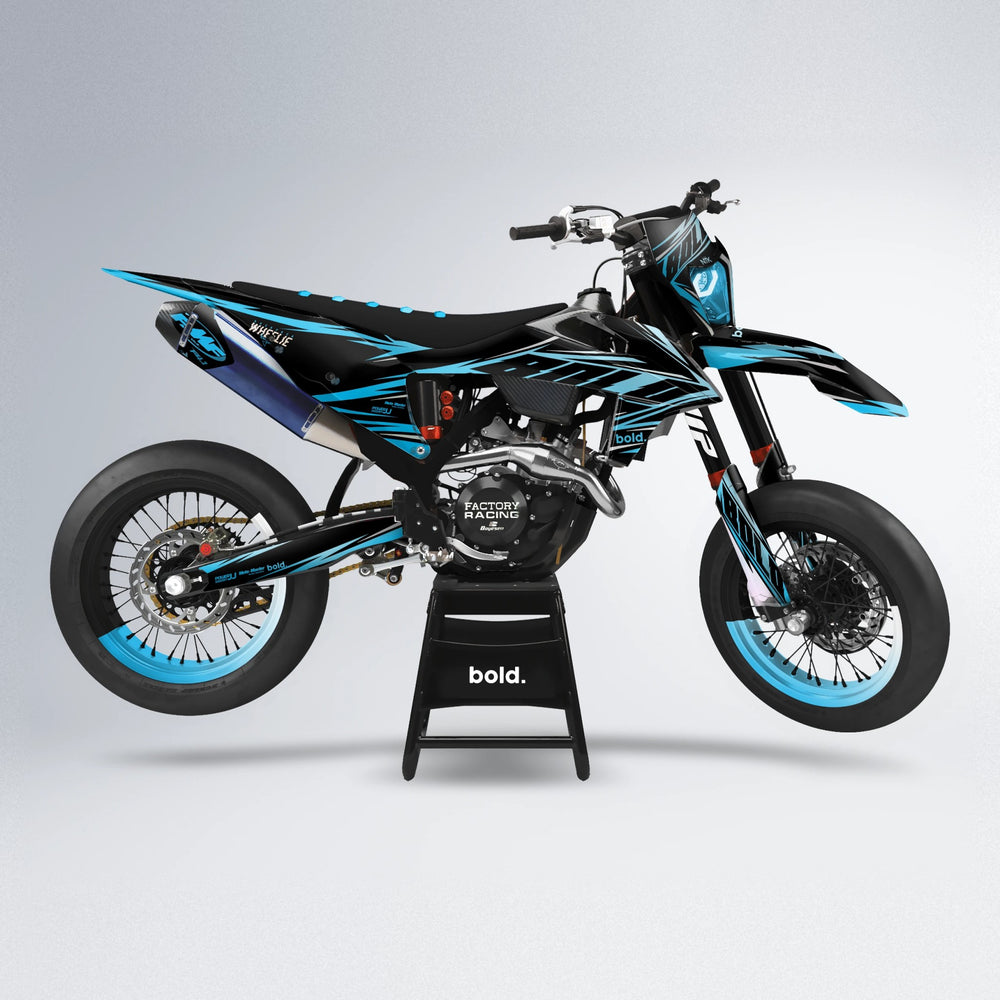 NTK V2 supermoto graphics kit in Light Blue & White