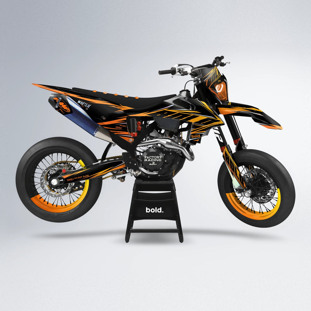 NTK V2 supermoto graphics kit in Orange & Yellow