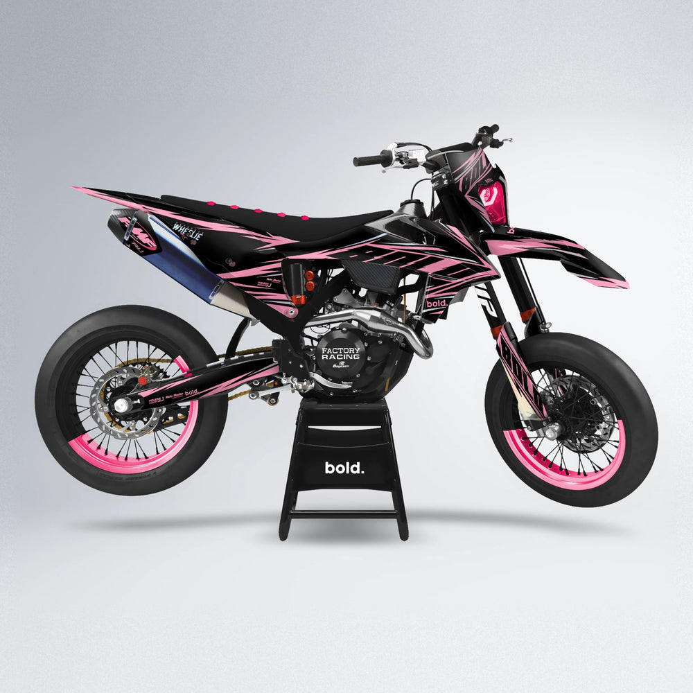 NTK V2 supermoto graphics kit in Sakura Pink
