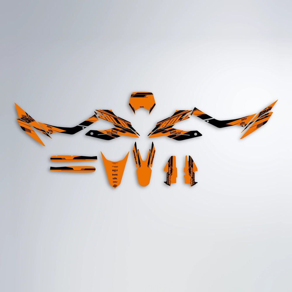 NTK V3 Aprilia SX 125 graphics kit parts layout in Orange