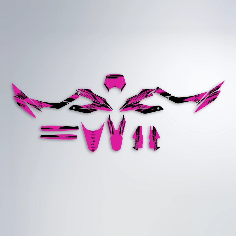 NTK V3 Aprilia SX 125 graphics kit parts layout in Pink