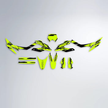 NTK V3 Aprilia SX 125 graphics kit parts layout in Yellow