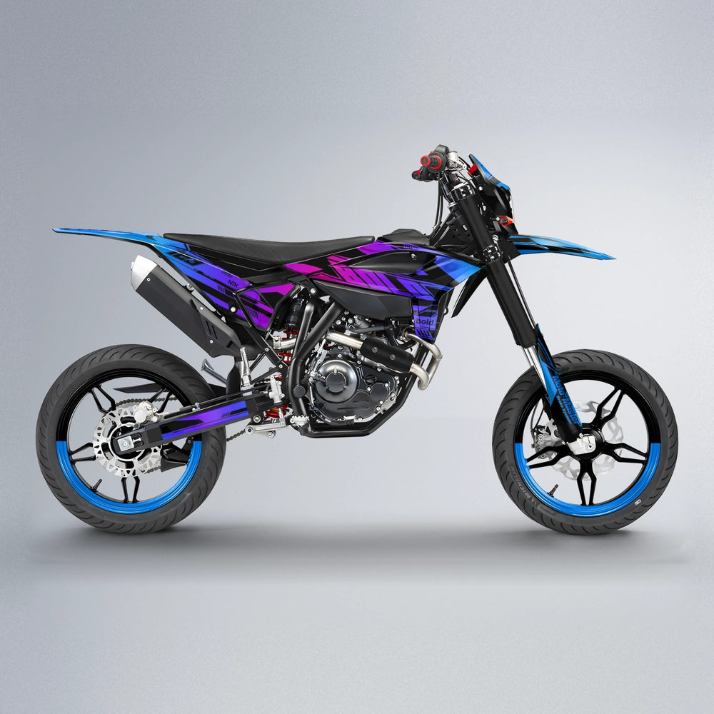 NTK V3 Beta supermoto graphics kit in Blue Purple Fade
