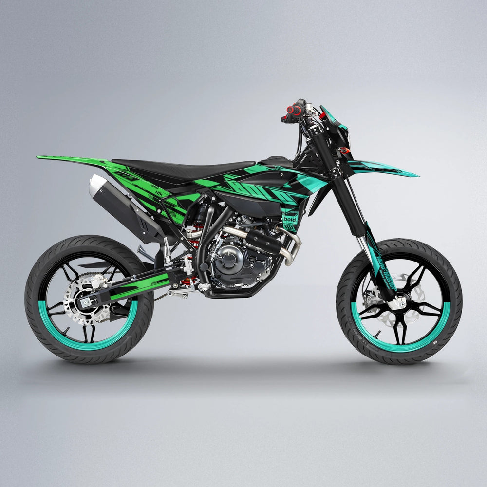 NTK V3 Beta supermoto graphics kit in Cyan & Green