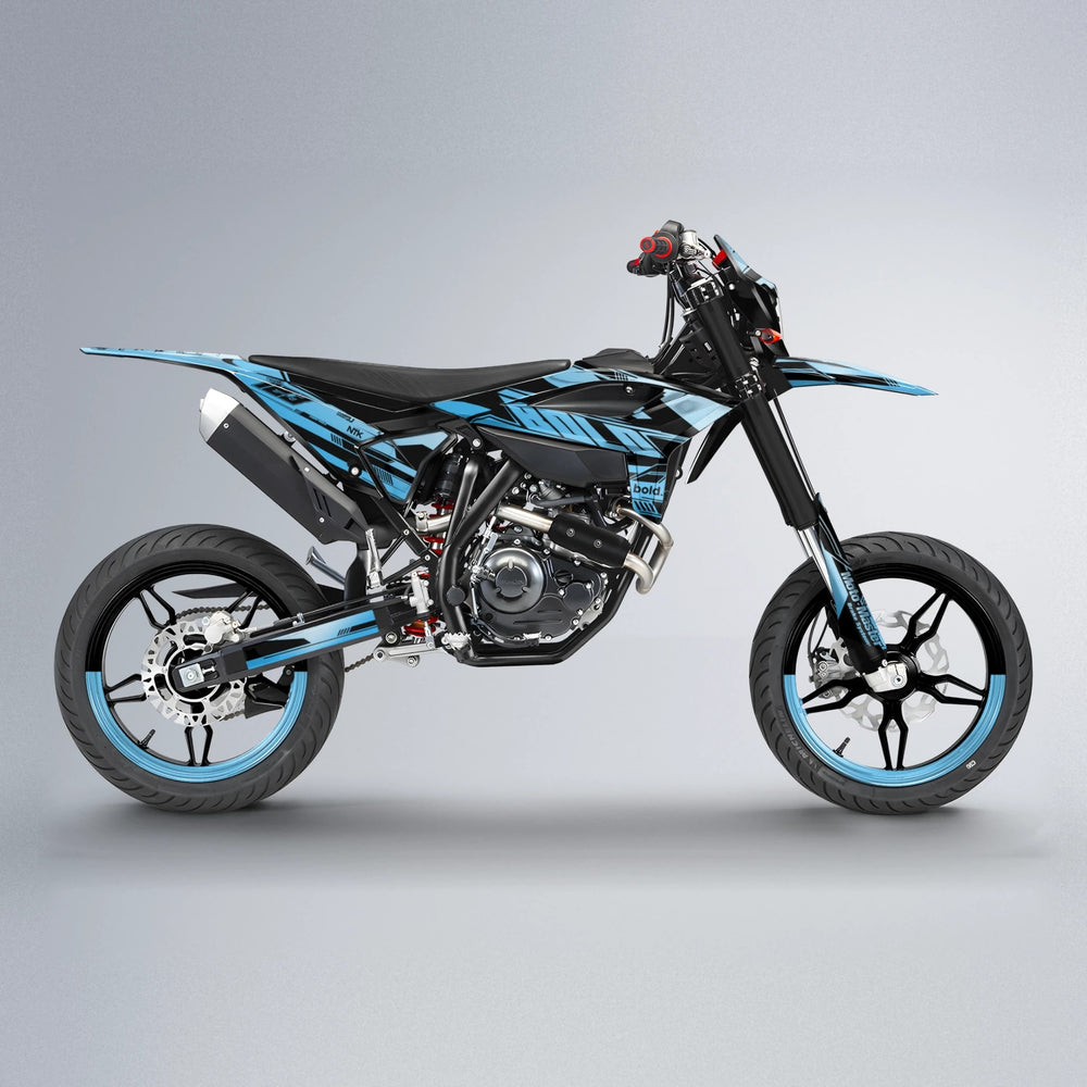 NTK V3 Beta supermoto graphics kit in Light Blue & White
