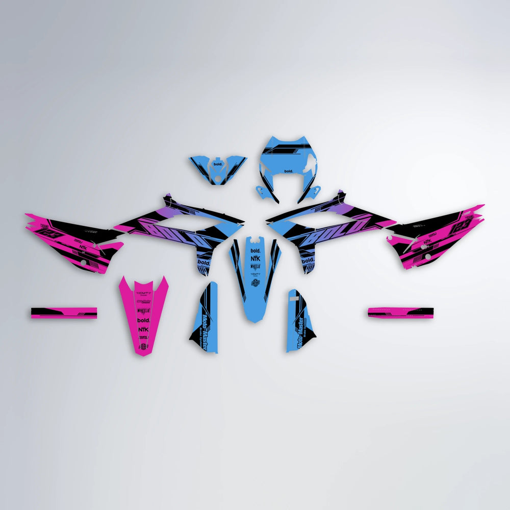 NTK V3 Beta graphics kit parts layout in Pink & Light Blue