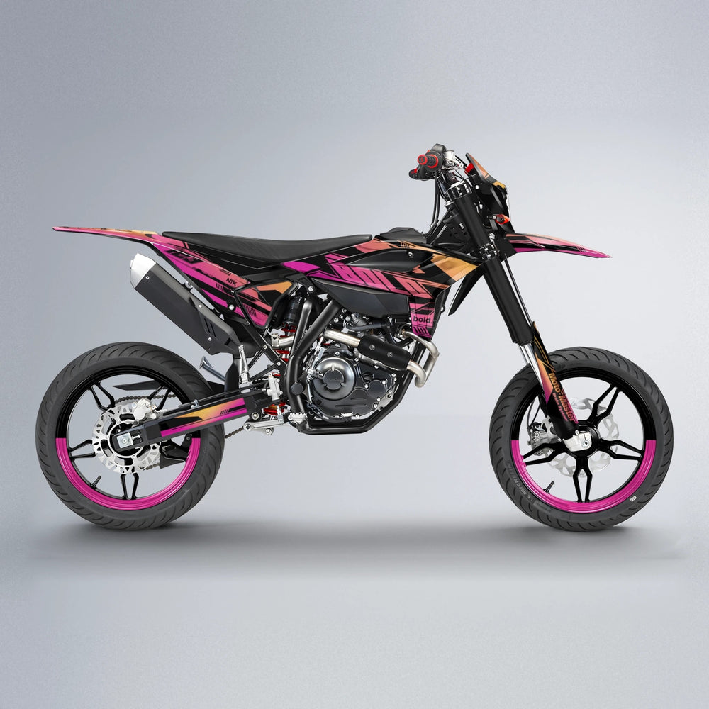 NTK V3 Beta supermoto graphics kit in Pink & Yellow