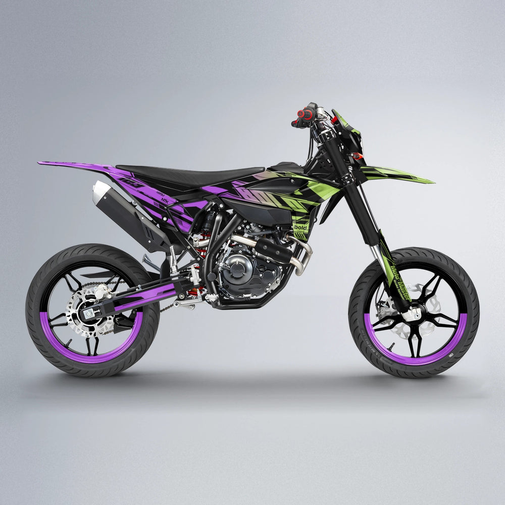NTK V3 Beta supermoto graphics kit in Purple & Yellow