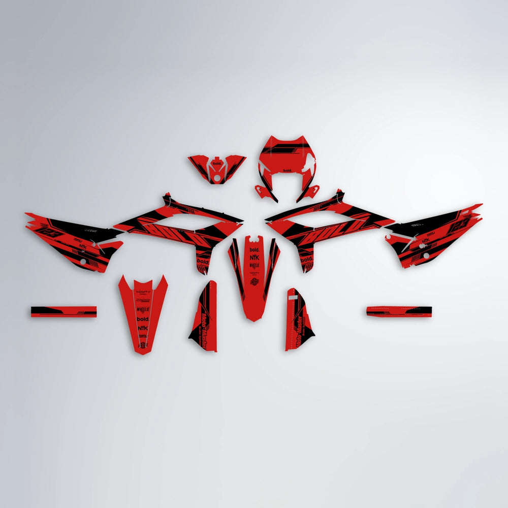 NTK V3 Beta graphics kit parts layout in Red