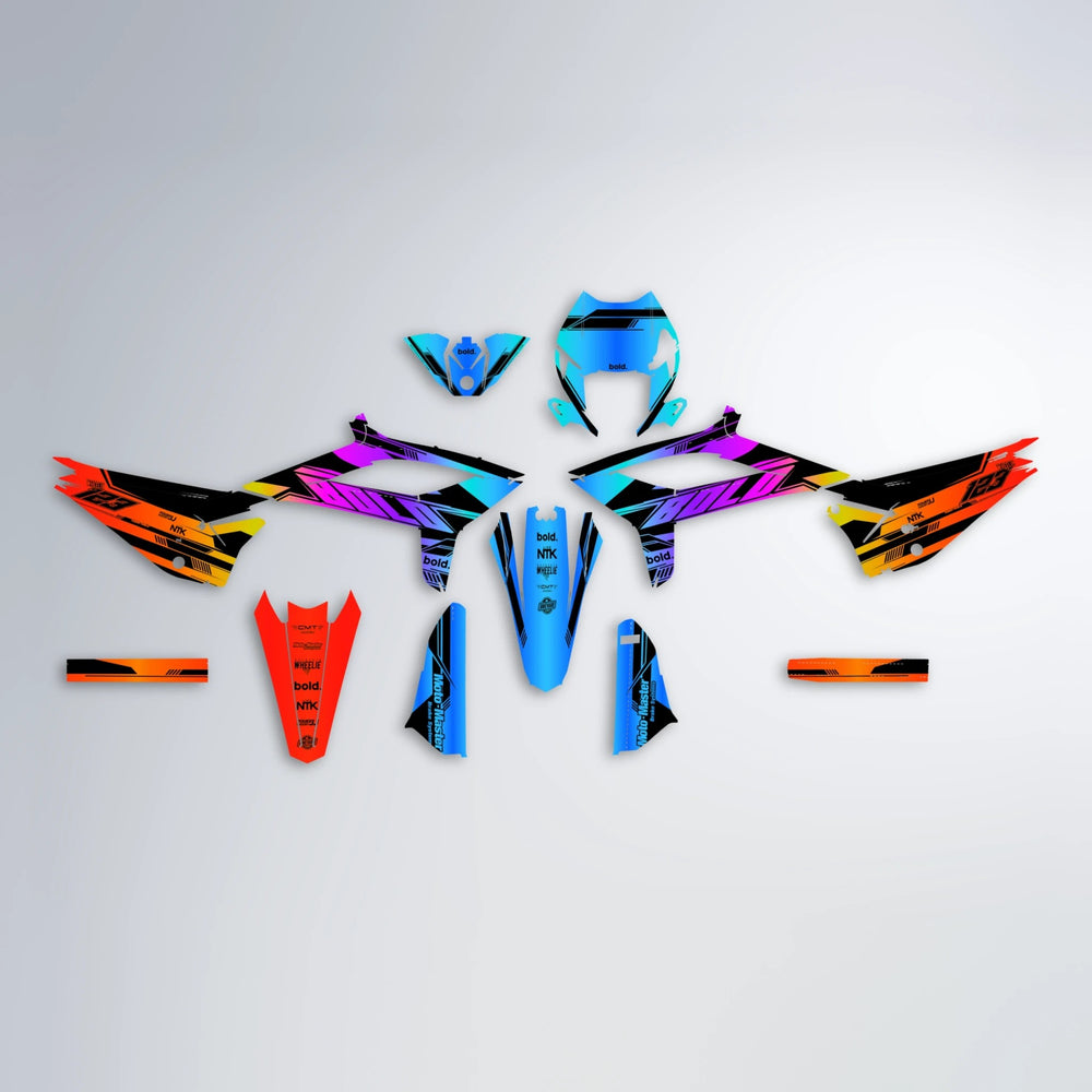 NTK V3 Beta graphics kit parts layout in Sunset Fade