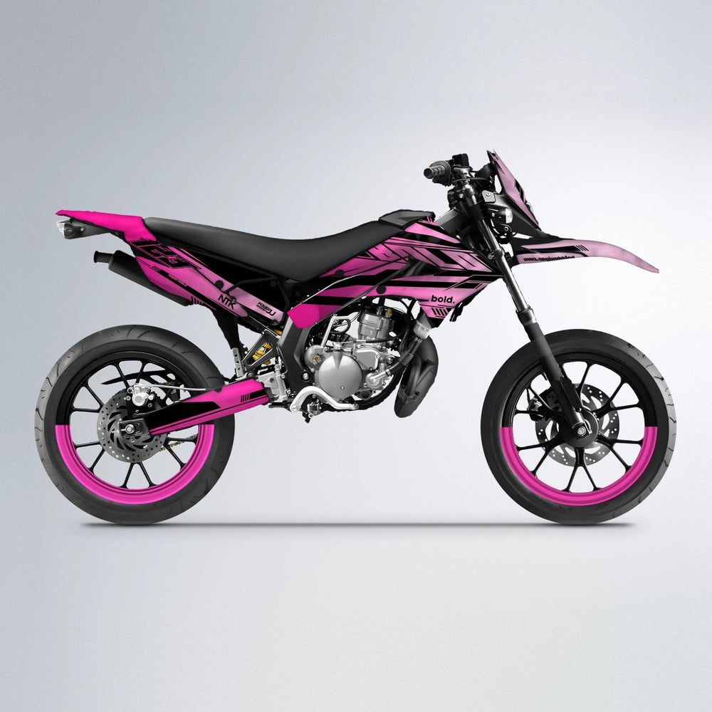 NTK V3 Derbi Senda supermoto graphics kit in Flamingo