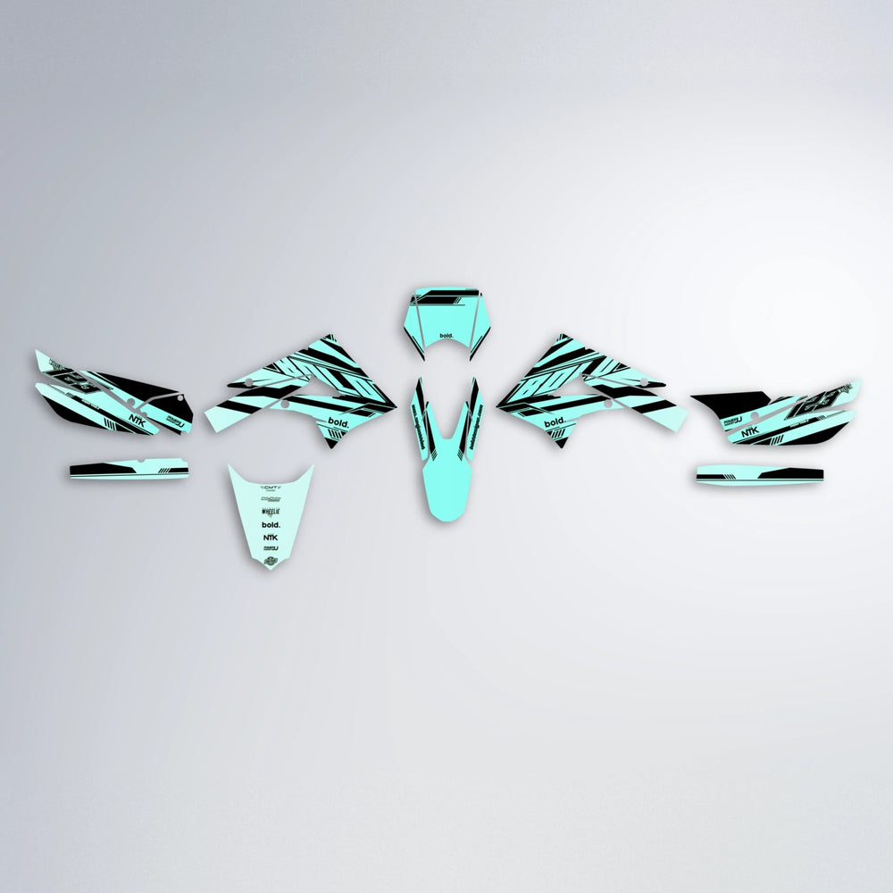 NTK V3 Derbi Senda graphics kit parts layout in Mint