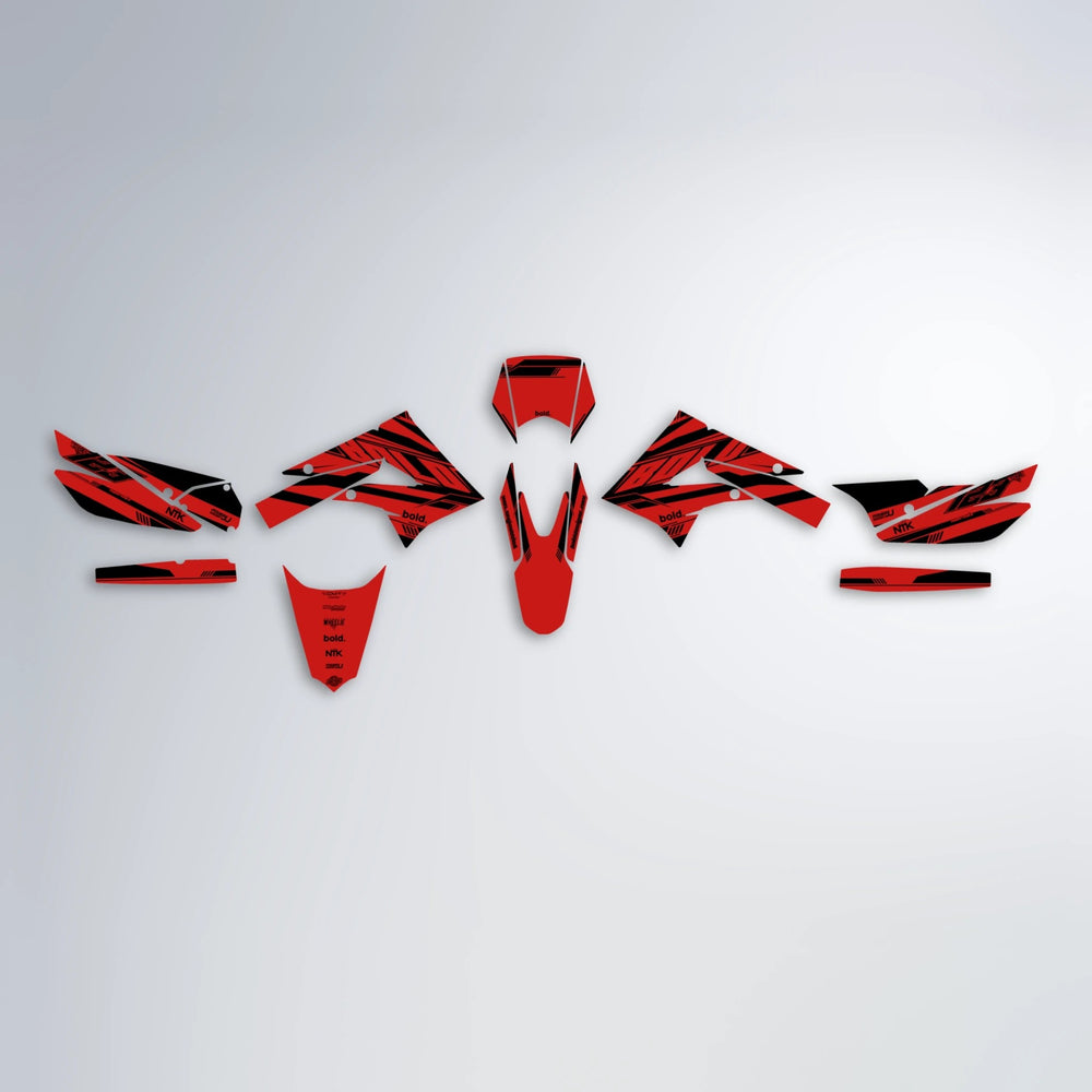 NTK V3 Derbi Senda graphics kit parts layout in Red