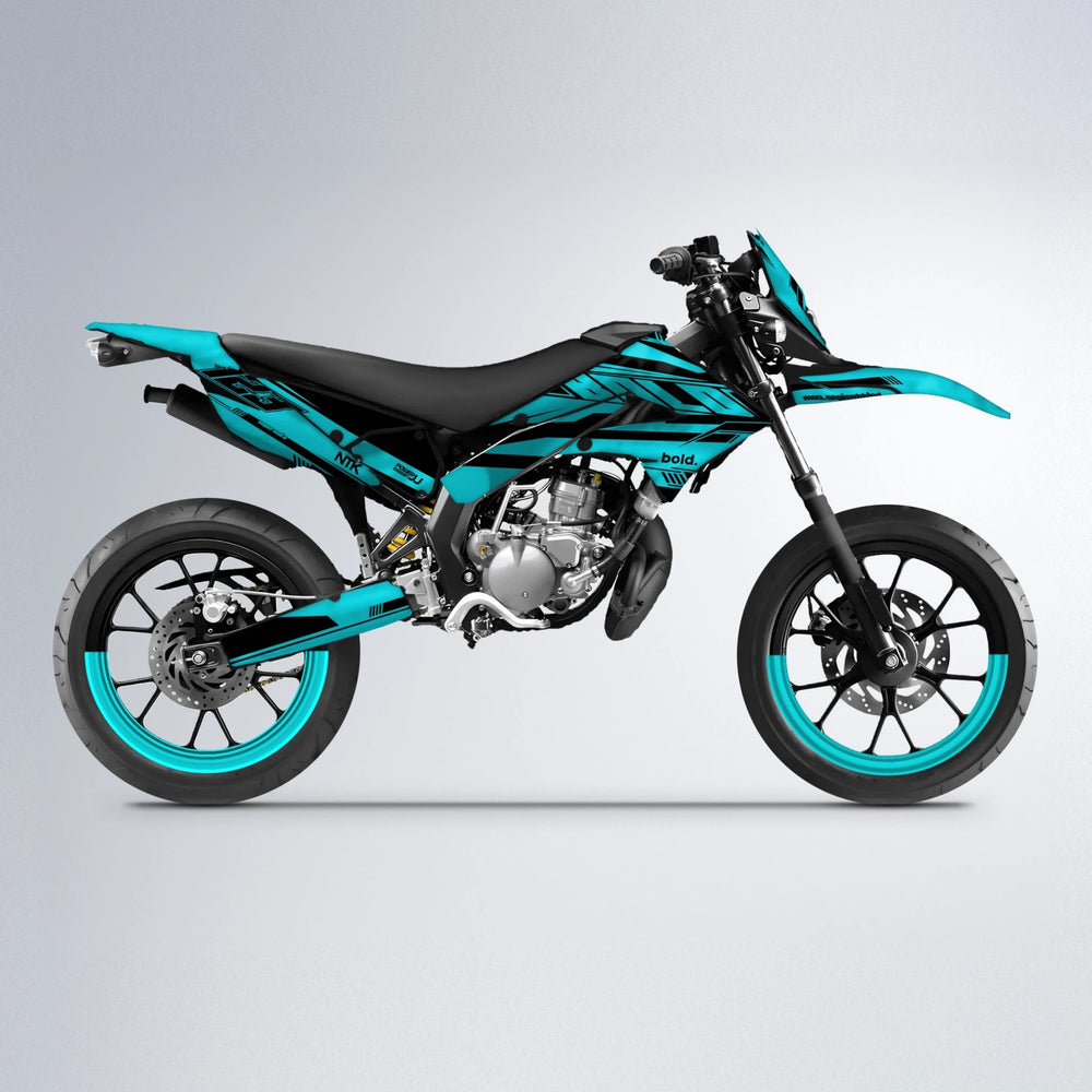 NTK V3 Derbi Senda supermoto graphics kit in Teal