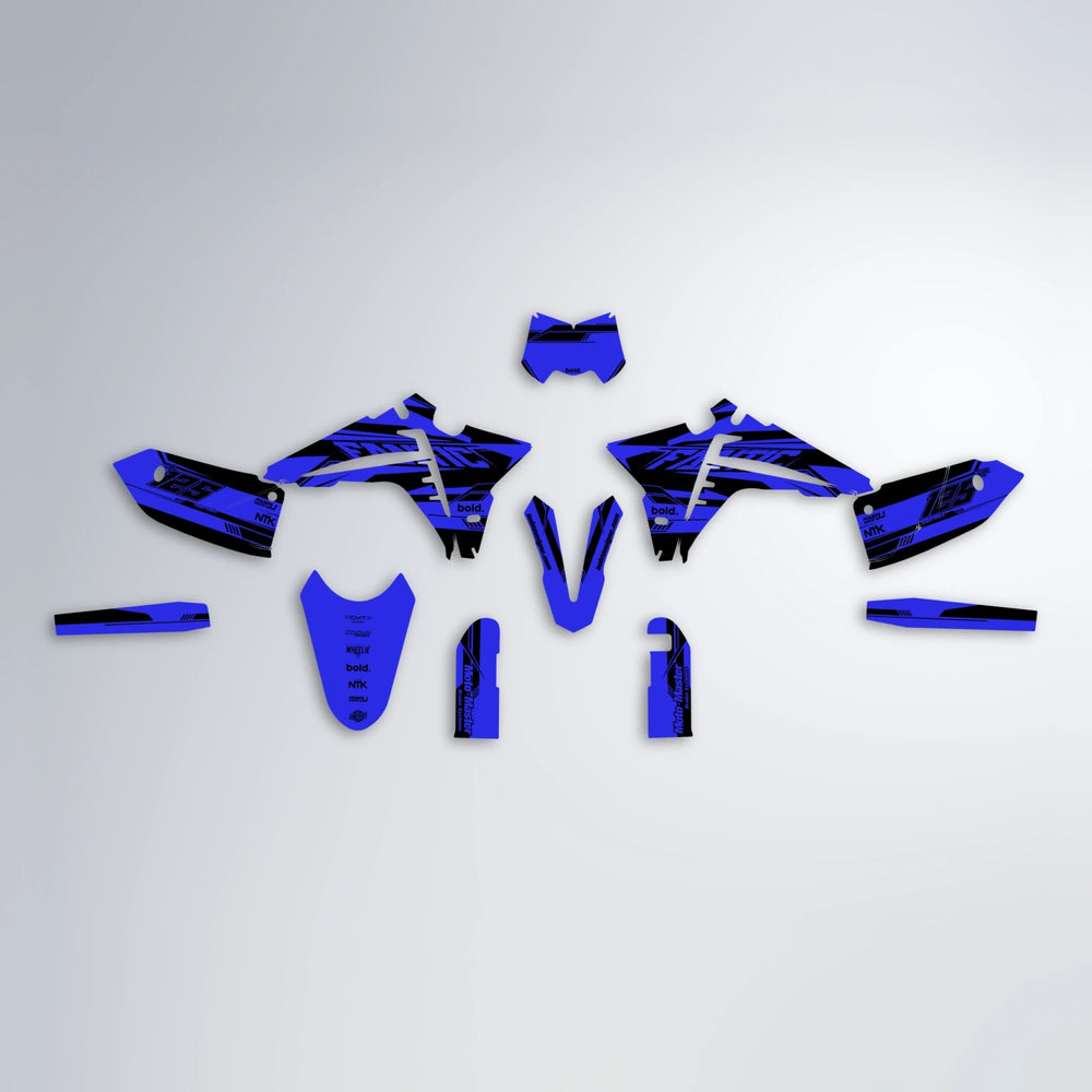 NTK V3 Fantic graphics kit parts layout in Blue