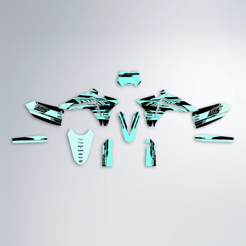NTK V3 Fantic graphics kit parts layout in Mint