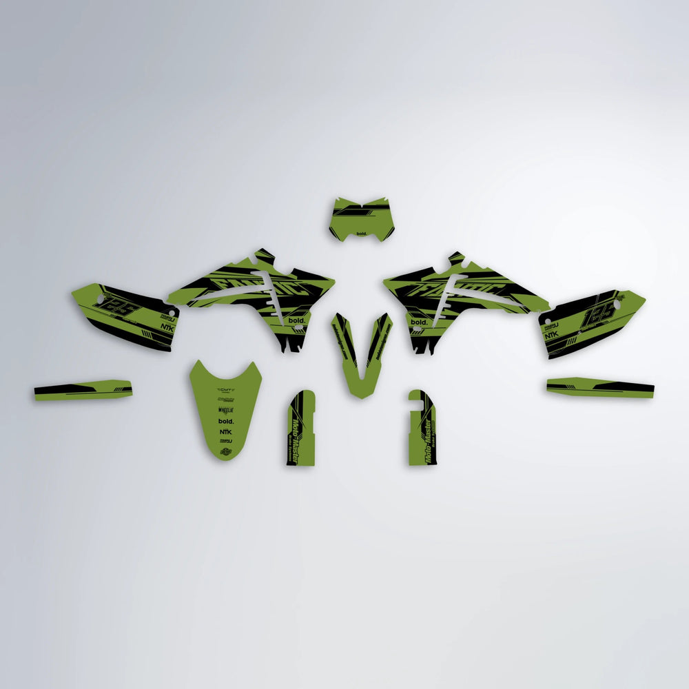 NTK V3 Fantic graphics kit parts layout in Olive
