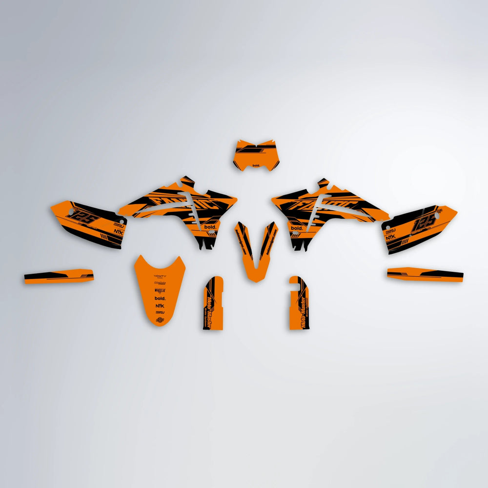 NTK V3 Fantic graphics kit parts layout in Orange