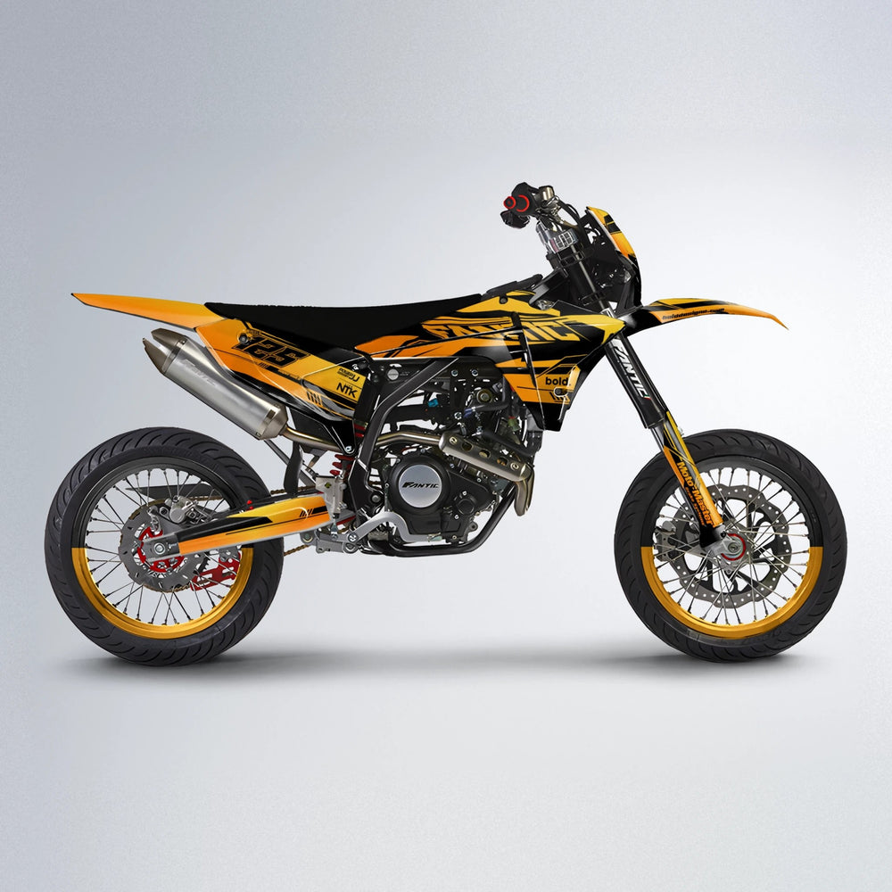 NTK V3 Fantic supermoto graphics kit in Orange & Yellow