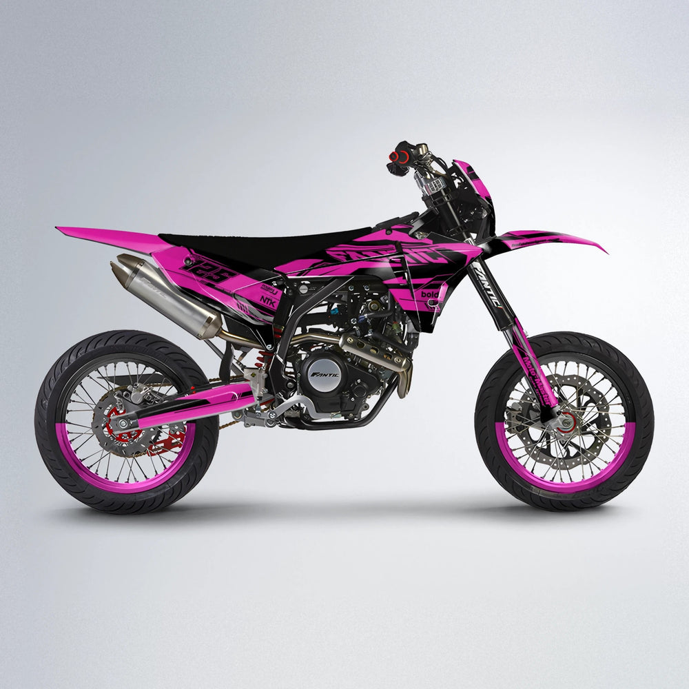 NTK V3 Fantic supermoto graphics kit in Pink
