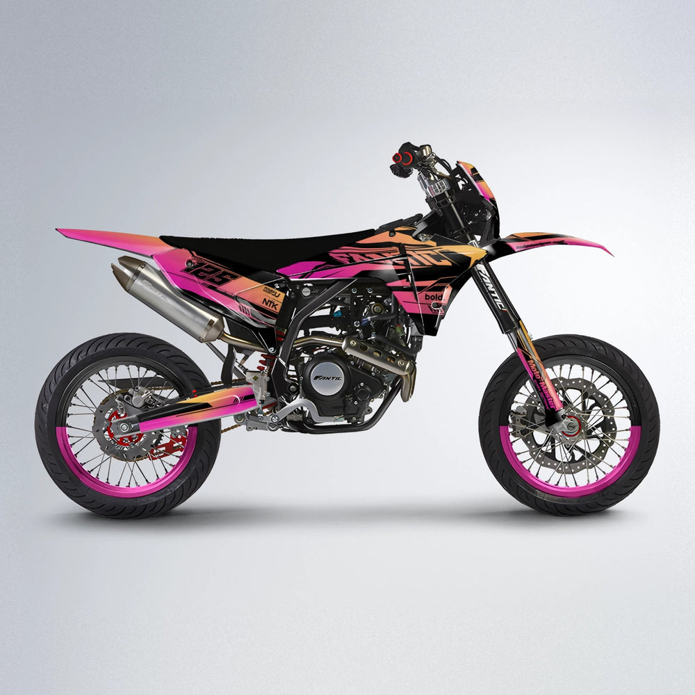 NTK V3 Fantic supermoto graphics kit in Pink & Yellow
