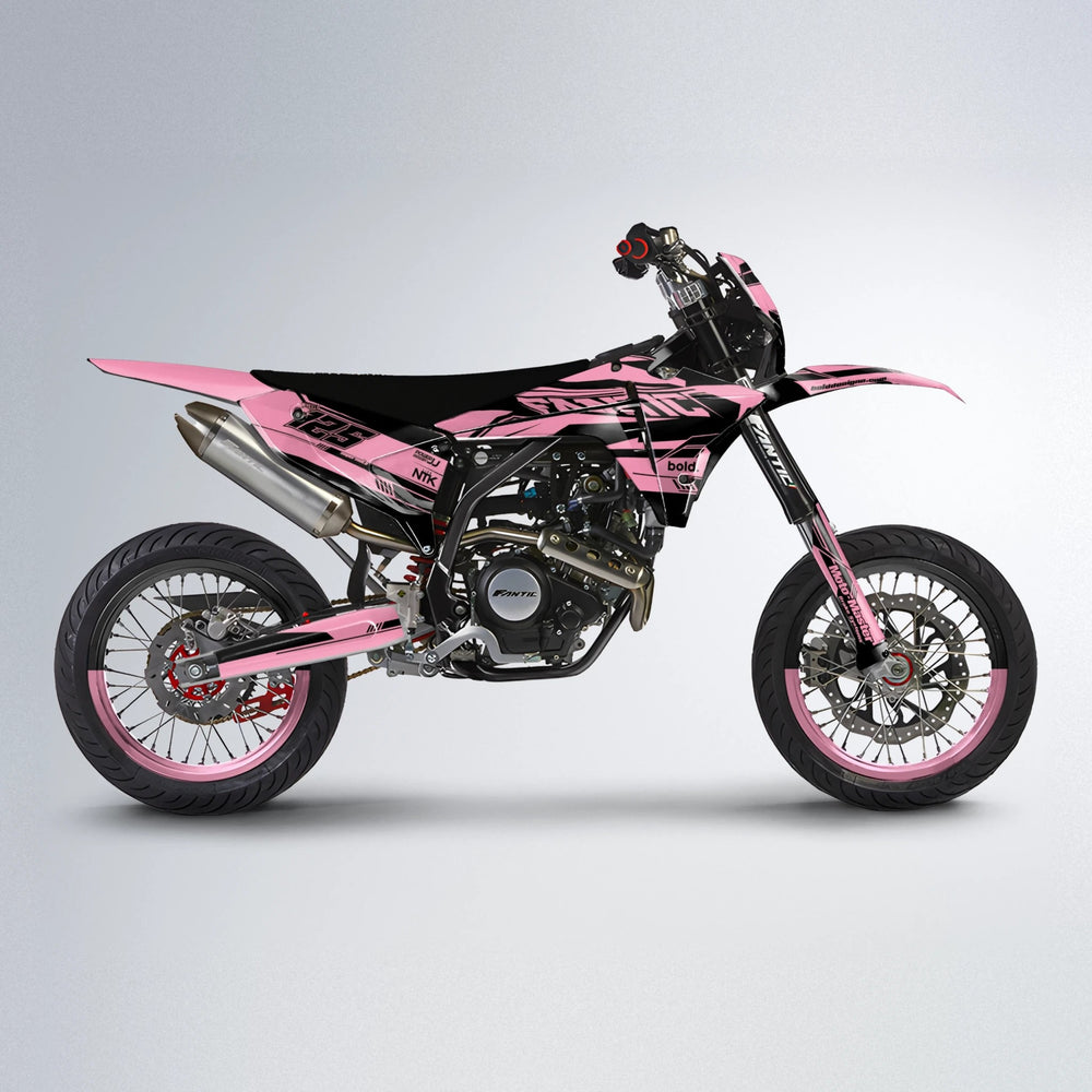 NTK V3 Fantic supermoto graphics kit in Sakura Pink