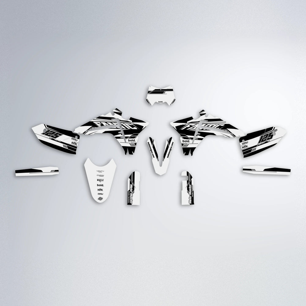 NTK V3 Fantic graphics kit parts layout in White