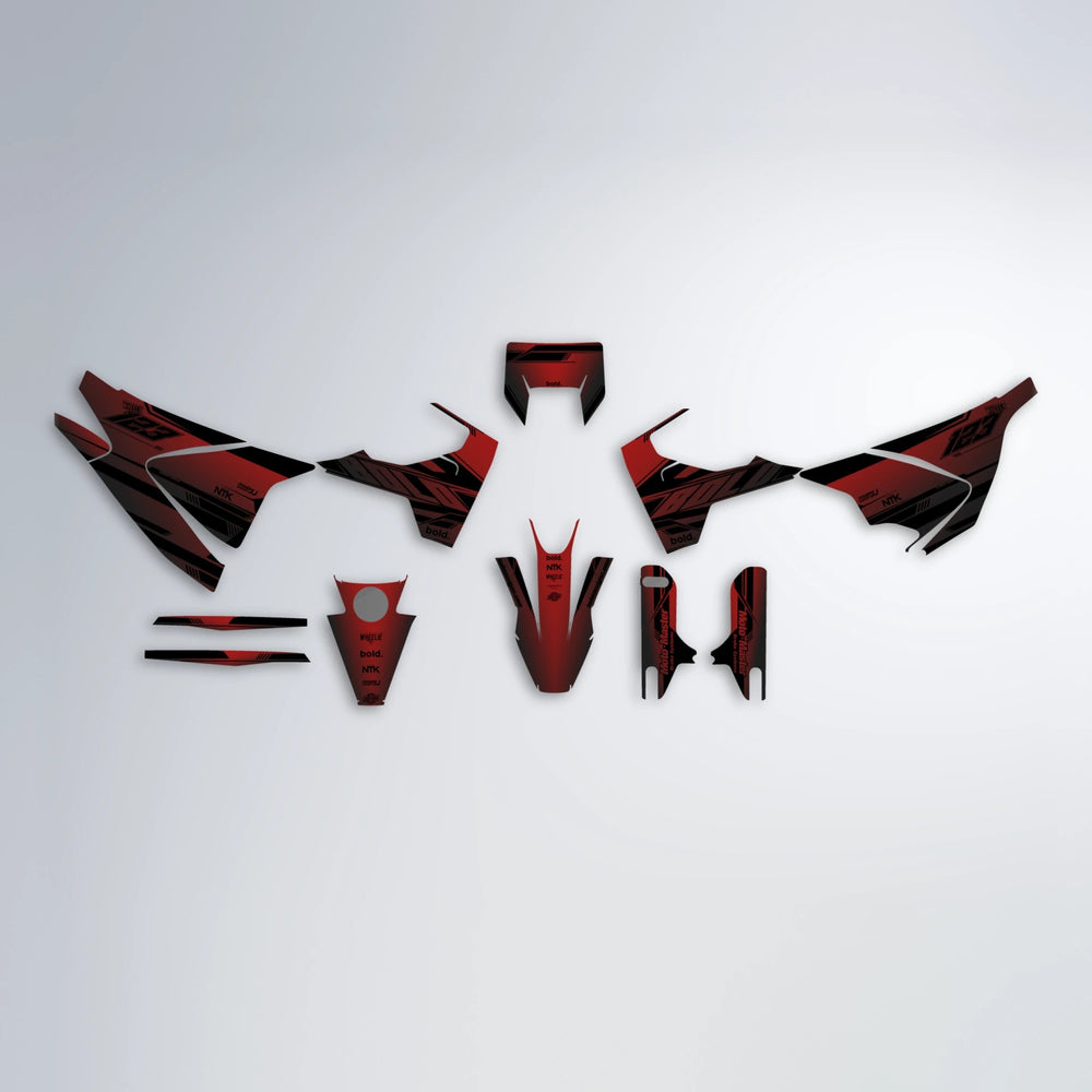 NTK V3 Husqvarna 701 graphics kit parts layout in Black & Red