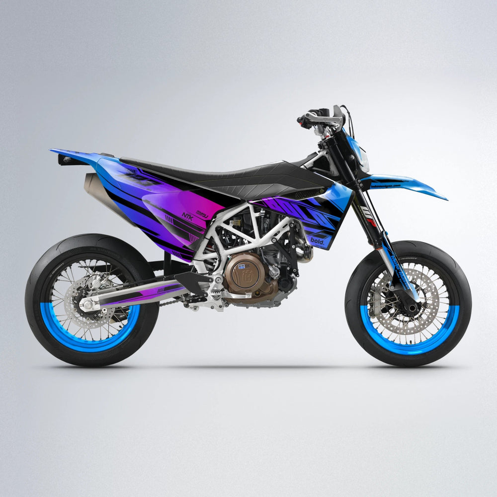 NTK V3 Husqvarna 701 supermoto graphics kit in Blue Purple Fade