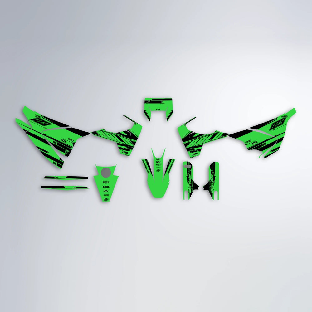 NTK V3 Husqvarna 701 graphics kit parts layout in Green