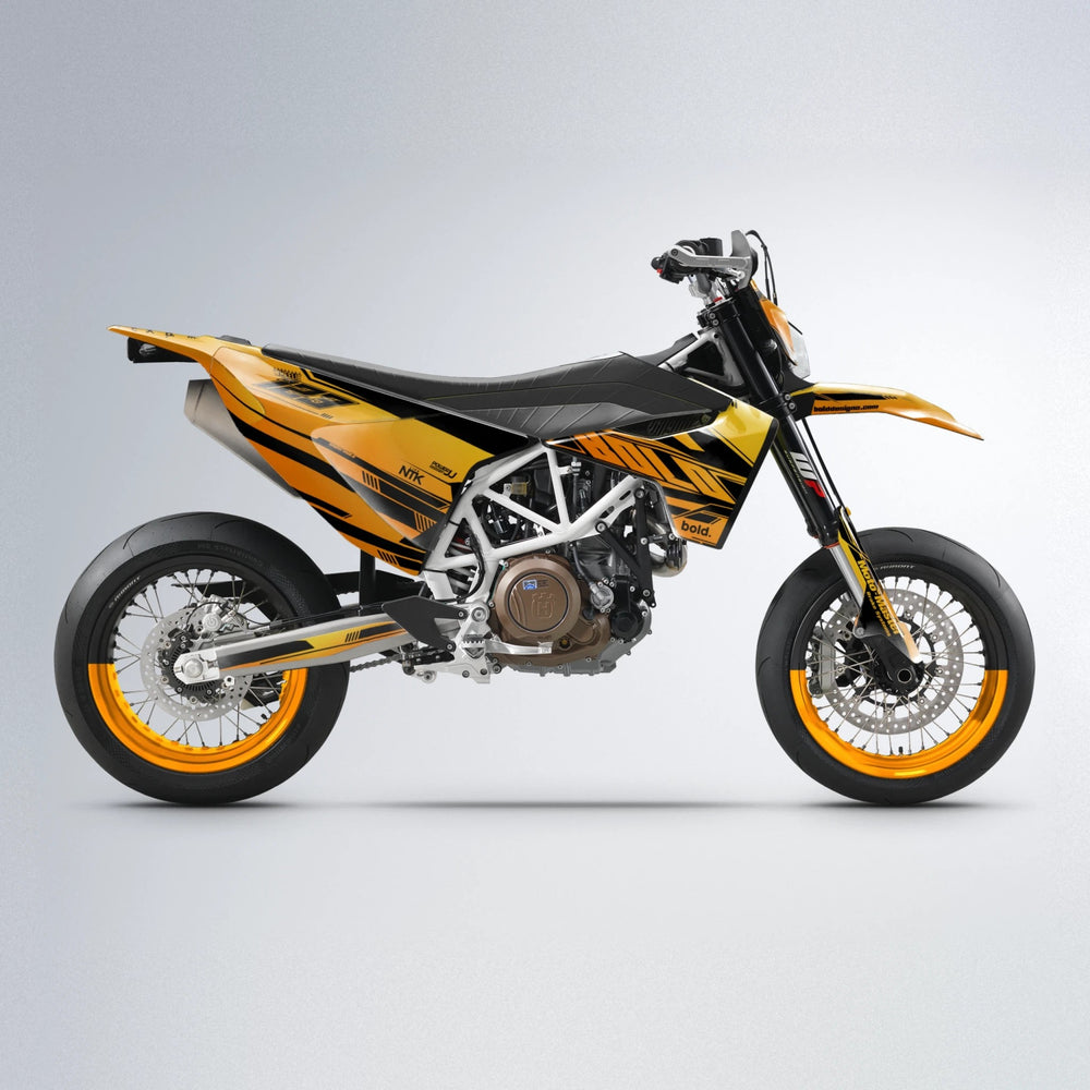NTK V3 Husqvarna 701 supermoto graphics kit in Orange & Yellow