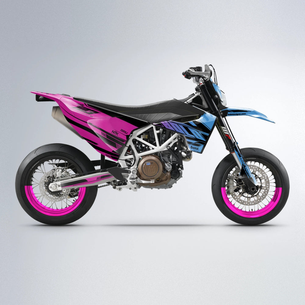 NTK V3 Husqvarna 701 supermoto graphics kit in Pink & Light Blue
