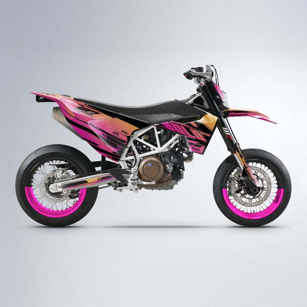 NTK V3 Husqvarna 701 supermoto graphics kit in Pink & Yellow