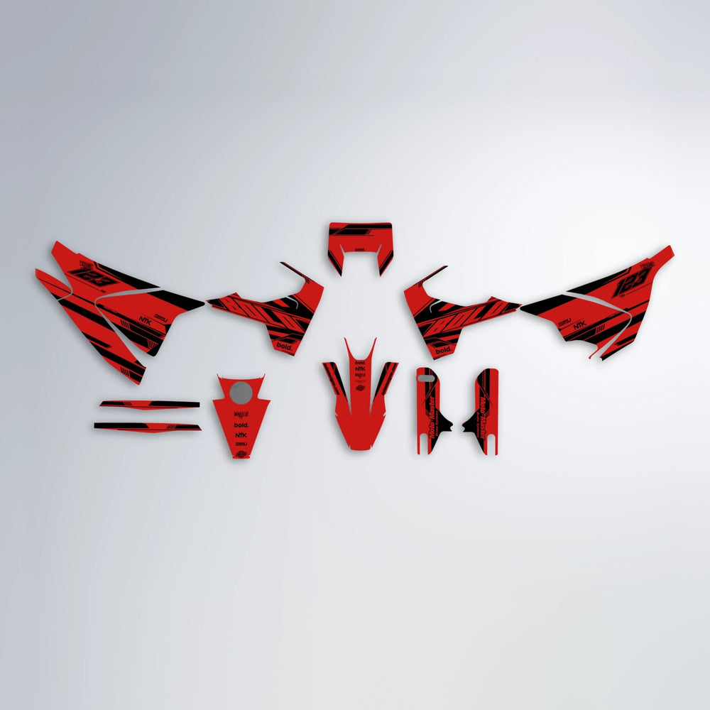 NTK V3 Husqvarna 701 graphics kit parts layout in Red